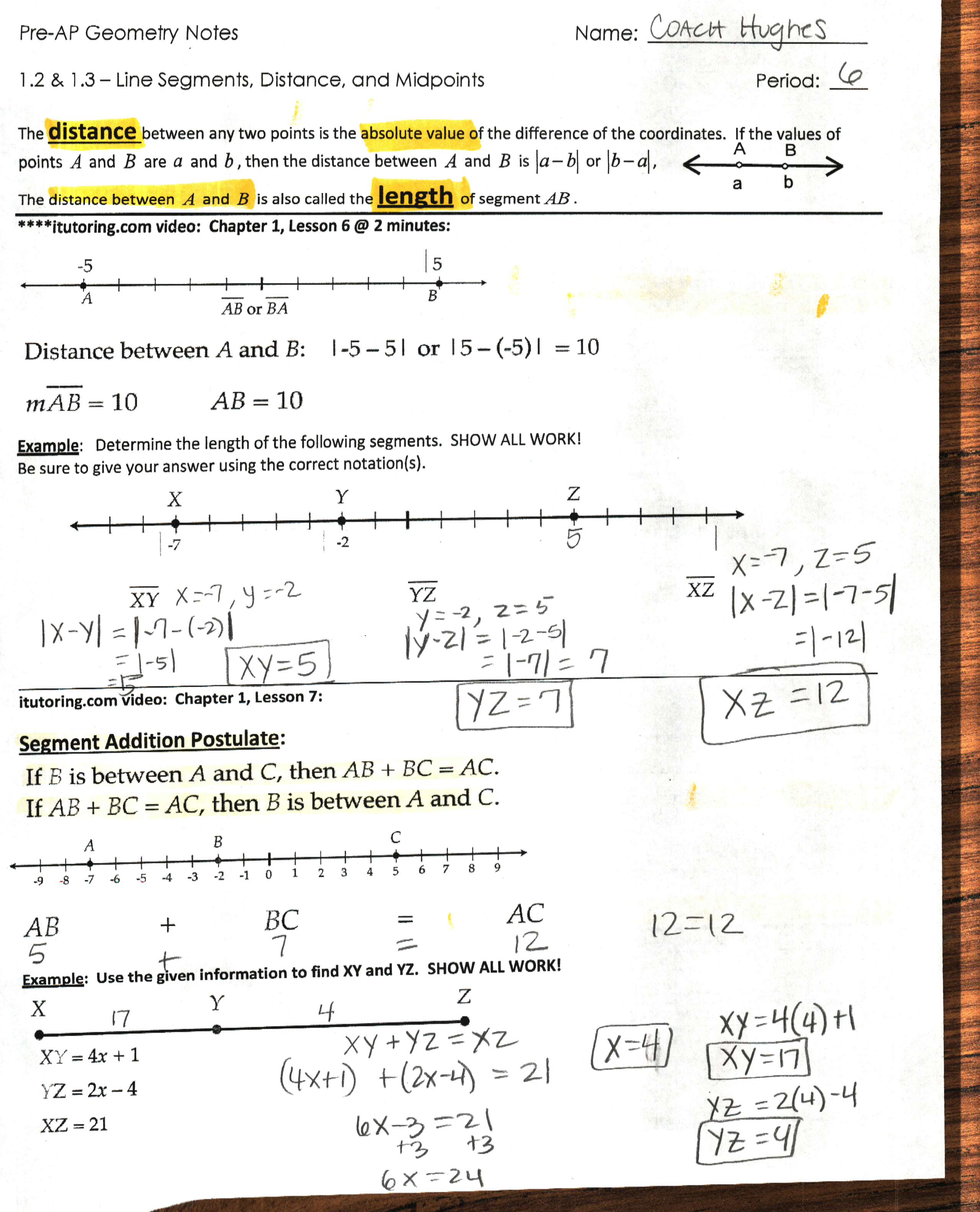 Distance And Midpoint Answer Key